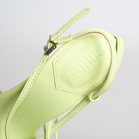 ✨ Schutz Vikki Leather Sandals Lace Up Stiletto Heel Fresh Green NEW - Picture 11 of 15